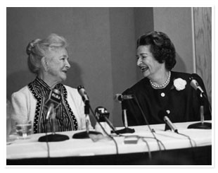 Lady Bird Johnson and Helen Hayes hold a press conference to announce the creation of the Wildflower Center - May 12, 1982