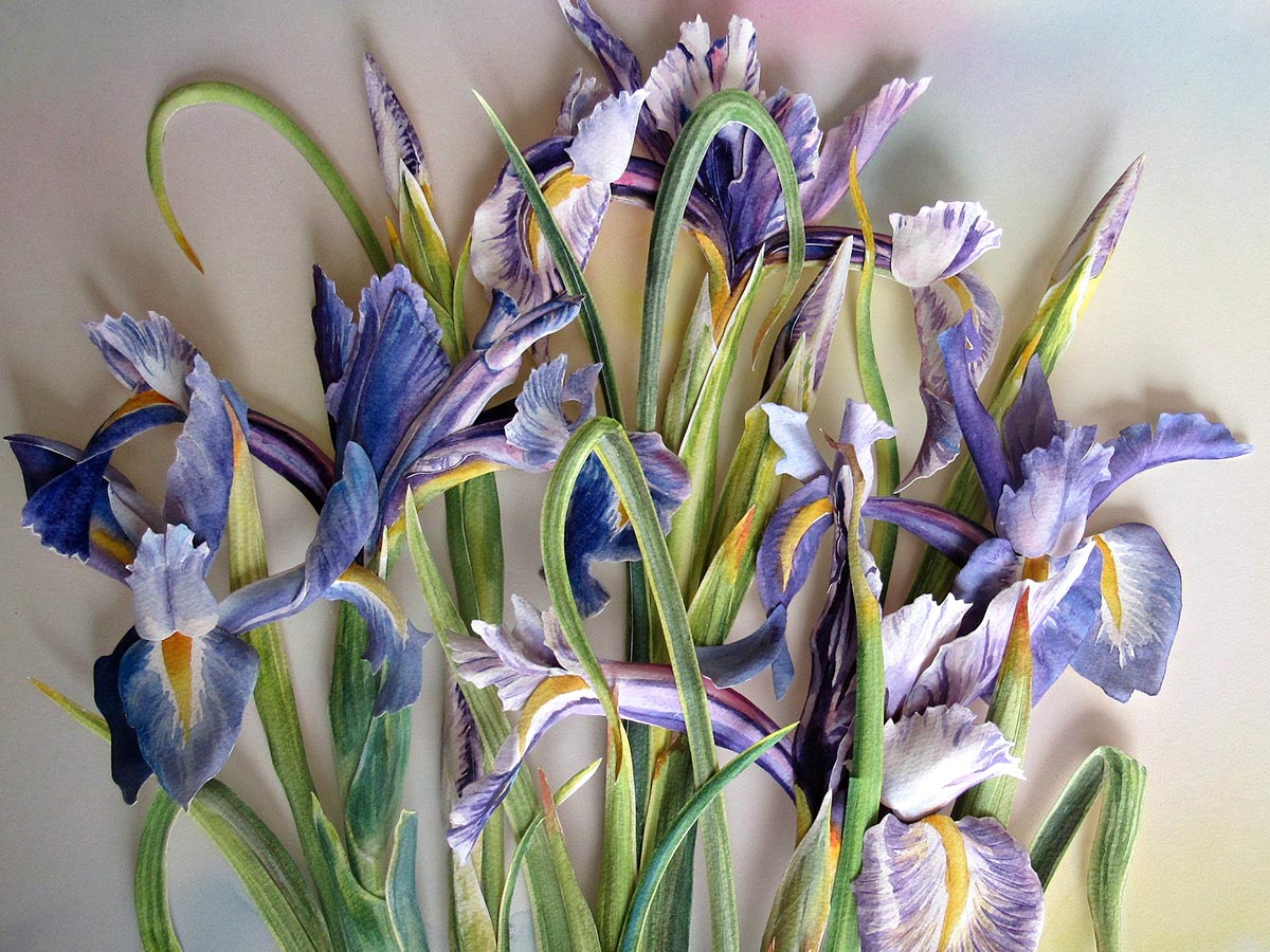 Shou Ping paper irises art exhibit