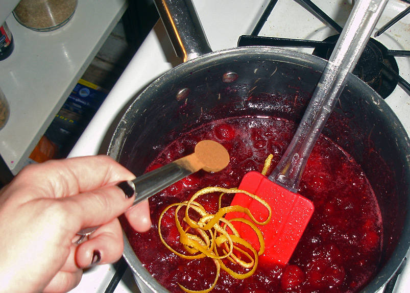 Adding the holiday magic, i.e., cinnamon and orange zest. Photo: Amy McCullough