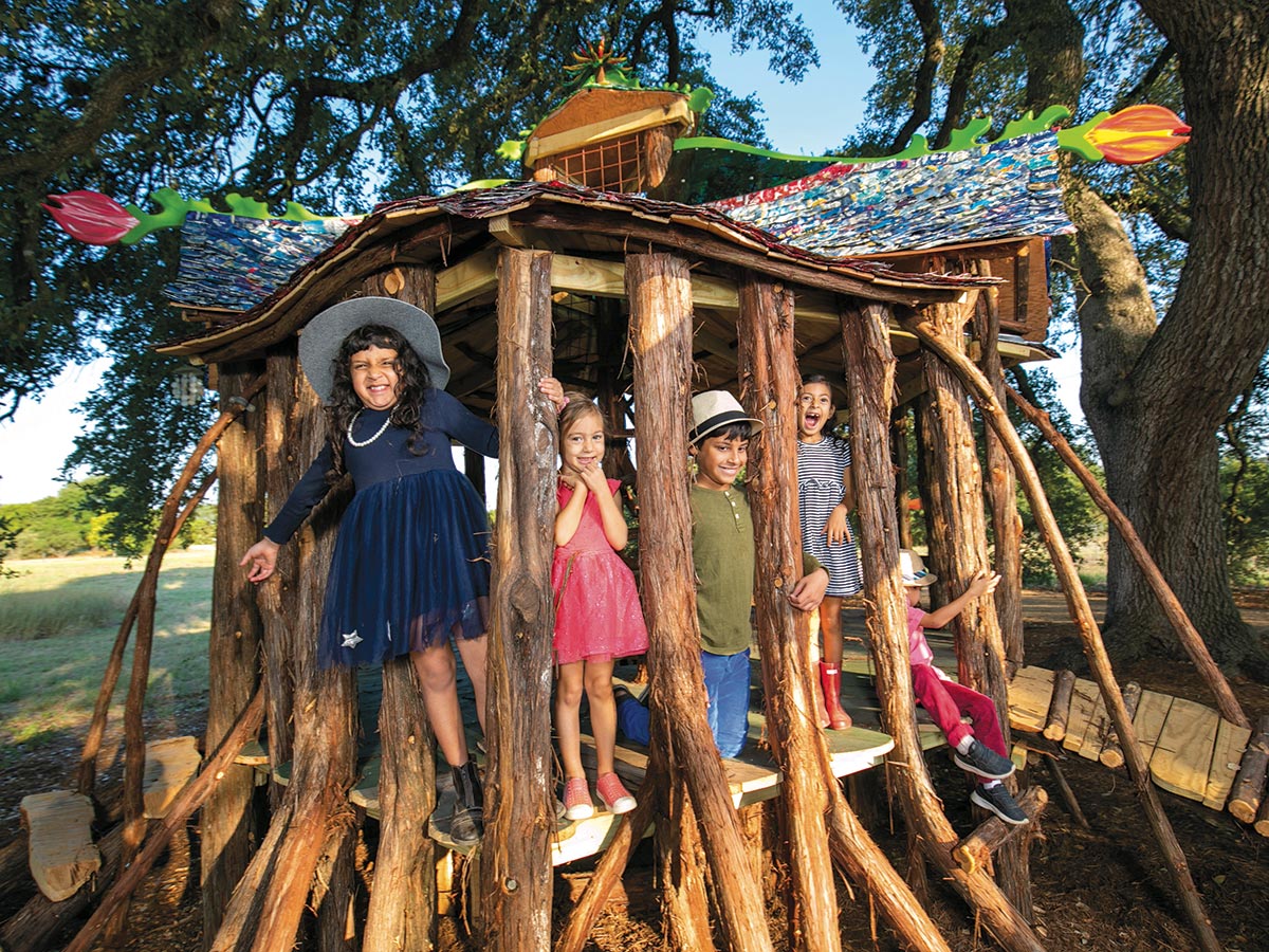 Children playing in the Fairy Pavilion fort
